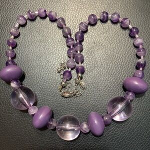 M&S natural amethyst stone and multi purple Beaded Necklace